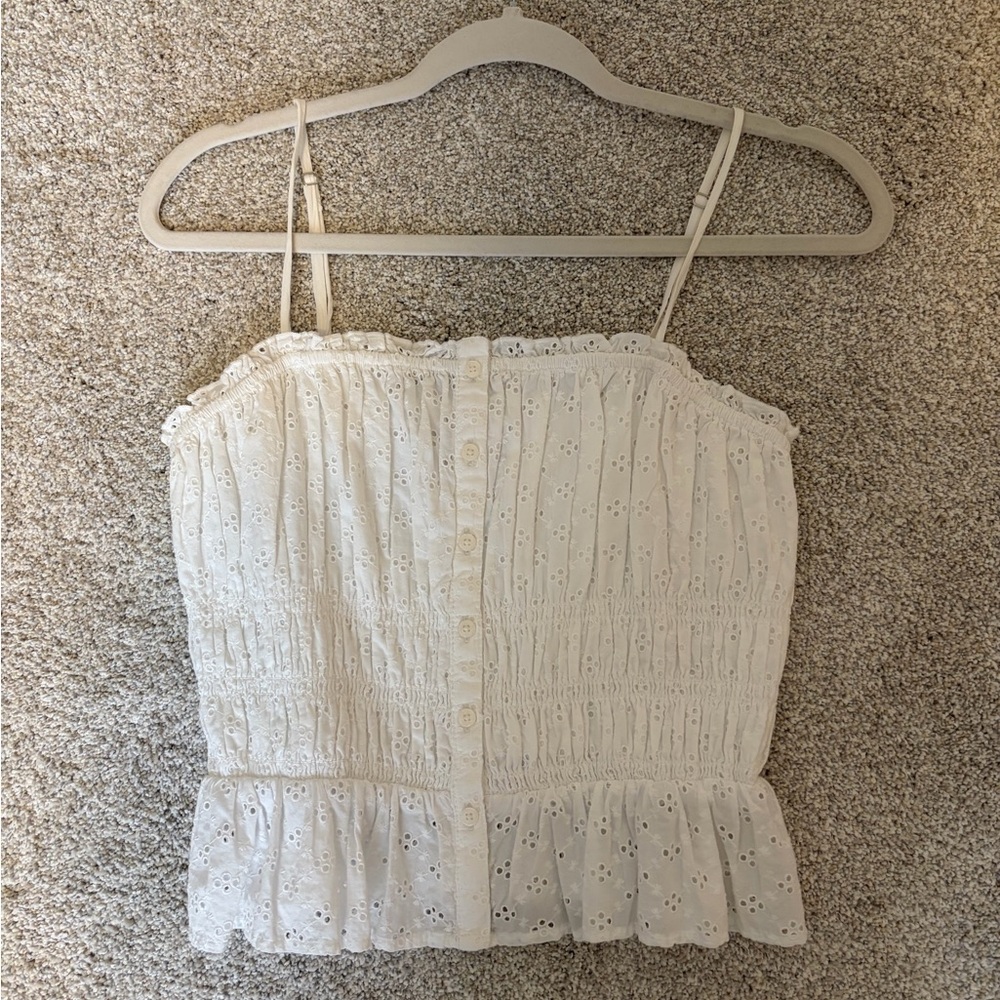 LOFT Cream Eyelet Lace Blouse